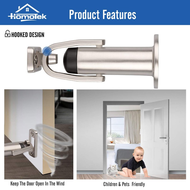 HOMOTEK Heavy Duty Latch Hook Stop,Door Holder Stopper with Sound