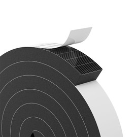 Bantie 1"×2" EVA Foam Strips with Adhesive Weather Stripping Tape Larger Foam Weather Stripping Strip for Large Gap Insulation (1"×2",6.5FT,Black)