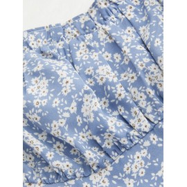 CIDER Women Floral Mini Dress Summer Boho Dress Flowy A Line Casual Sundress Blue