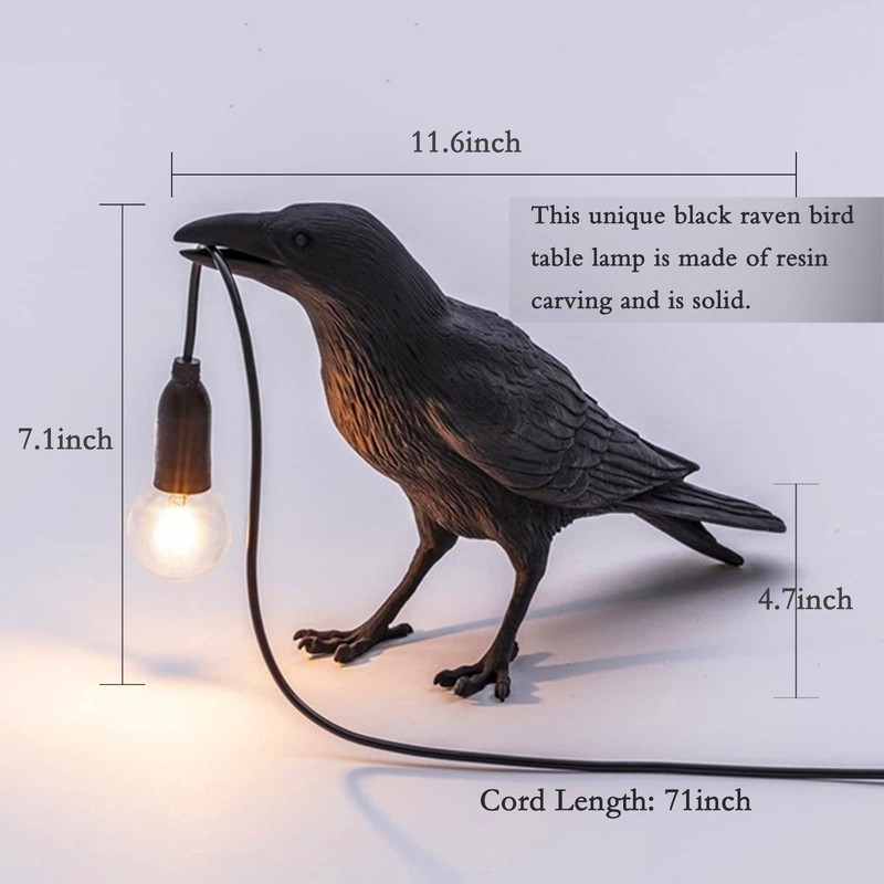 NorDiem Crow Table Lamps Bird Desk Lamp Bedroom Wall Sconce
