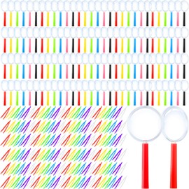 Kingdder 200 Pcs Kids Magnifying Glasses Tweezers Set 100 Plastic Mini Hand Lens 100 Fine Motor Craft Tweezers Classroom Birthday Gifts for Children Science Class Outdoor Observation DIY Jewelry