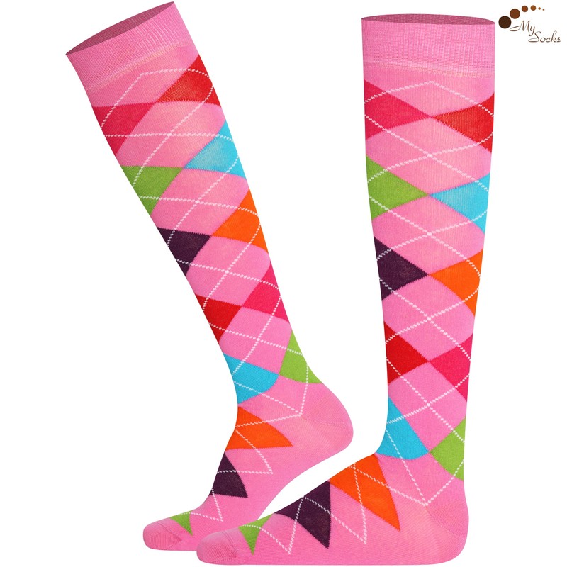 MySocks Unisex Knee High Argyle Socks - 37-41