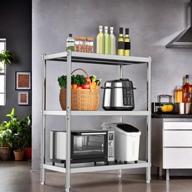 YITAHOME Stainless Steel Shelves Unit 36x18x48in Adjustable Storage Standing Shelf, NSF Heavy Duty Shelving 3 Tier for Kitchen Garage Office Restaurant Warehouse