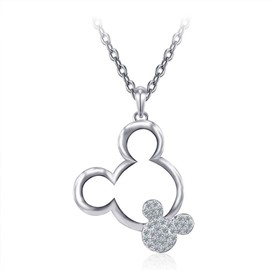 CHENLUER Mickey Pendant Necklace Women Crystal Zircon Charm Jewelry Necklaces Wedding Party Gift (Color1)