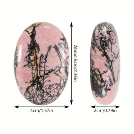 Nvzi Rhodonite Crystal Palm Stone, Worry Stones, Crystals and Healing Stones, Polished Rocks, Natural Gemstones, Chakra Stones for Healing Crystals Daily Use