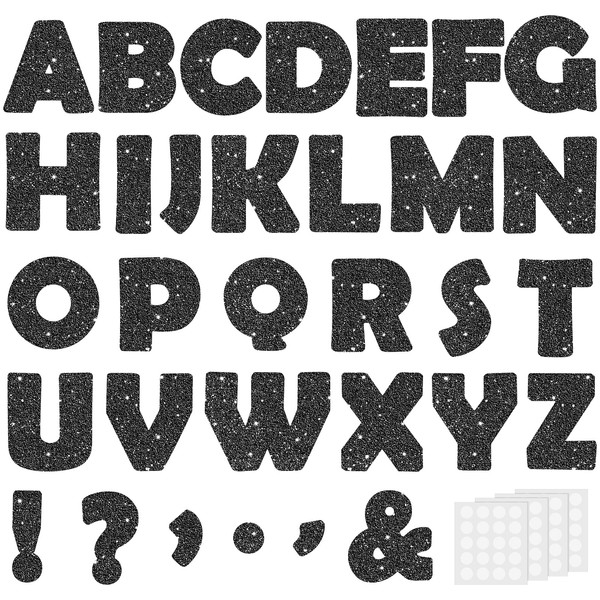 Meetory 154Pcs Glitter Black Bulletin Board Letters for Classroom 7”,