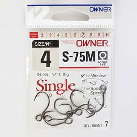 Owner S75M Seatrout mit Öhr - Angelhaken für Meerforellenblinker, Haken für Meerforellenköder, Einzelhaken zum Meerforellenangeln, Größe/Packungsinhalt:Gr. 4-7 Stück