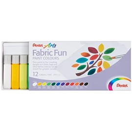 Pentel FFPC1 Fabric Fun Paint Colours, Tube Fabric Colors, Base Colour Set 12 Pcs