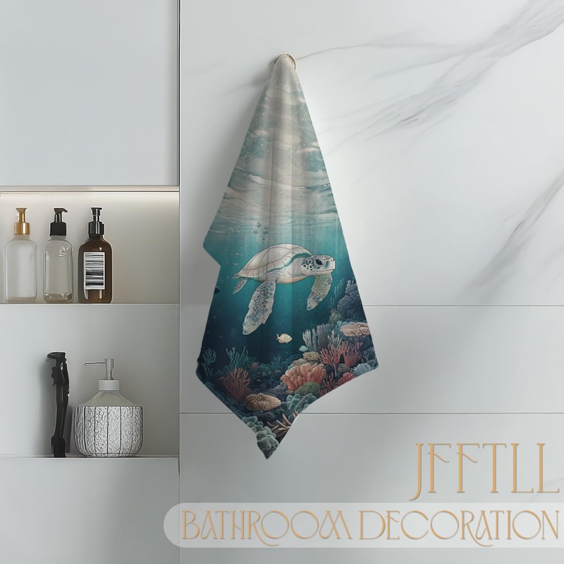 JFFTLL Sea Turtle Beach Kitchen Towels, Turtle Lover Gifts Decorative