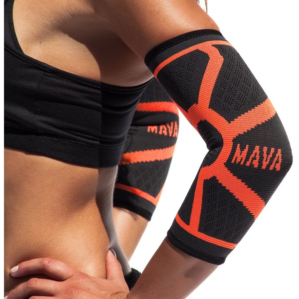 Mava Sports Elbow Brace Compression Sleeve (Pair) - Elbow Brace for Tendonitis, Tennis, Workouts, Weightlifting, Golfer's Elbow Treatment, Basketball- Reduce Joint Pain & elbow support - Elbow sleeve