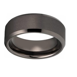CROWNAL 7mm Gunmetal Tungsten Carbide Rings for Men Women Wedding Bands Beveled Polished Edges Matte Finish Comfort Fit (Gunmetal 7mm,10)