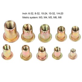 Longzhuo 300PCS Tuerca de remache, kit de tuercas de remache métricas de acero al carbono,tuercas de remache de acero al carbono con cabeza plana roscada