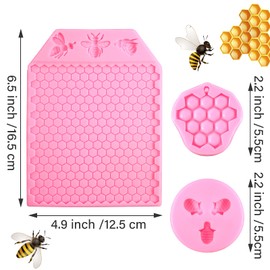 3 Packs 7 Cavity Bumble Bee Silicone Mold Honeycomb BeesChocolate Molds Silicone Beehive Fondant Beehive Baking Molds Candy Mold (Honeycomb Bee)