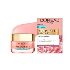 L'oreal Paris Skin Care Age Perfect Rosy Tone Fragrance Free Face Moisturizer To Renew and Revive Healthy Tone On Dull Skin for Visibly Younger Looking Skin, Paraben Free, 1.7 Ounce