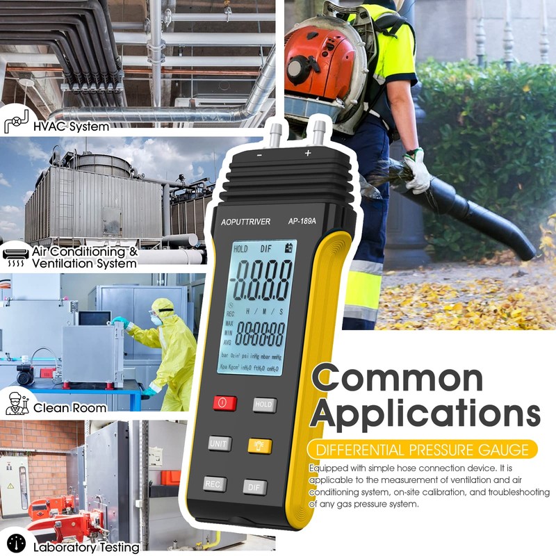 AOPUTTRIVER AP-846A CFM Anemometer Air Flow Meter with HVAC Manometer