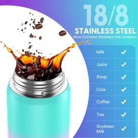 SLUXKE 24oz Leakproof Vacuum Insulated Water Bottle, Ideal for Hot or Cold Drinks, Double wall Straw Drinking Bottle, BPA-Free, Prefect for Sport,School, Office, Fitness