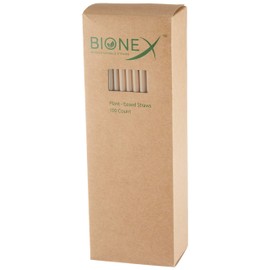 Bionex - Premium Biodegradable Sugarcane Straws, USDA BioPreferred, (8" Length straw), (100 straws/box) Alternative to Plastic