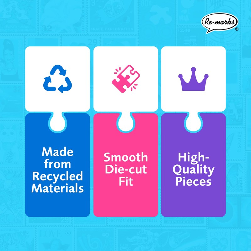 Re-marks Air Mail Postage-Stamp Collage Puzzle, 500-Piece Puzzle for All