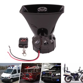 FARBIN Car Siren Horn 7 Tone Police Siren Vehicle Loudspeaker with Handheld Microphone Amplifier 12V 100W Emergency Sounds Siren Electric Horn (Remote control)