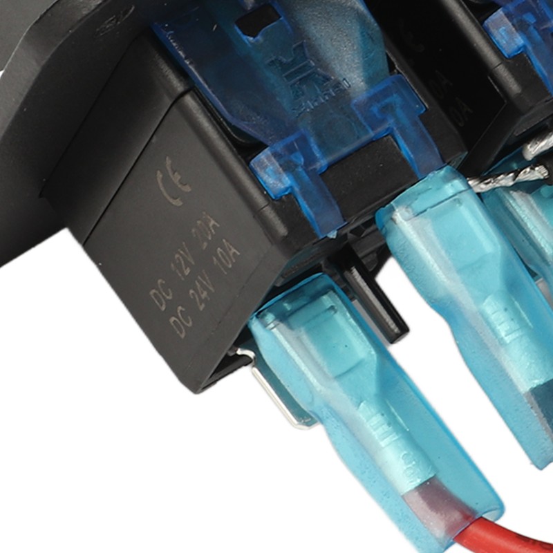 3 Gang Rocker Switch Panel IP65 Waterproof DC12‑24V Blue Light
