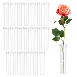 GHPKOTW Pack of 20 Flower Tubes with Lid, Flower Preservation Tubes, Plastic Flower Tubes, Test Tubes for Flowers, Reusable Flower Tubes, Transparent Flower Tubes