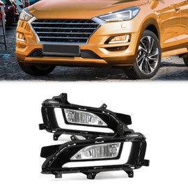 HECASA LED Fog Lights Compatible with 2019-2020 Hyundai Tucson Front Bumper Driving Lamp Daytime Running Light Clear Lens LH & RH