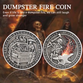 CHURYUML 5Pcs The Strongest Steel Dumpster Fire Coin Set Hilarious Medallion for Staff Appreciation Gifts Going Away Gift for Coworker Funny Office Gifts for Colleagues Humorous Office Decor