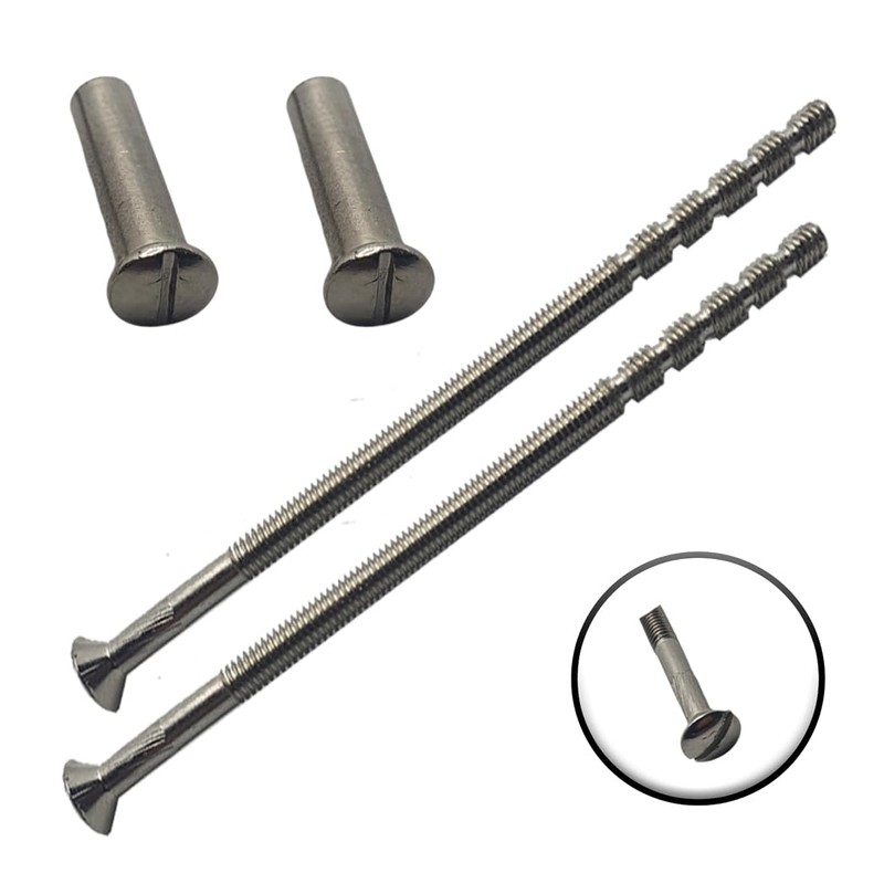 M4 x 90mm Slotted Door Handle Screws Chrome with Bolt