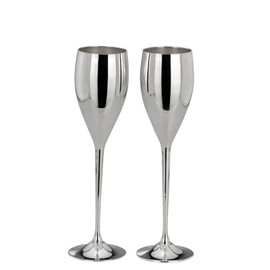 your castle Set of 2 Champagne Flutes Elegant Silver-Plated Champagne Flutes Silver Champagne Flutes
