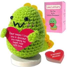 Unique Valentines Day Romantic Gifts for Her Him Cute Anniversary Love Gifts Ideas for Girlfriend Boyfriend Wife Husband Couples Emotional Support Crochet Little Dinosaur Signs