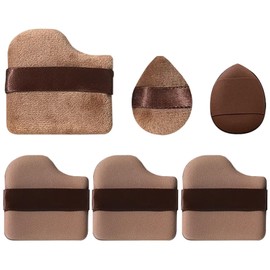 Makeup Powder Puff for Loose Powder and Liquid Cosmetics, Soft Plush Powder Sponge, Makeup Powder Puff, Makeup Tool (6 Pieces Choco)