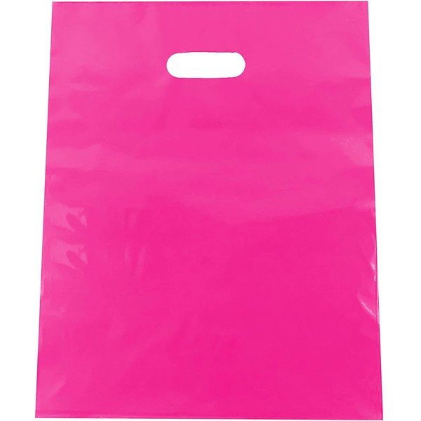 40 pcs Durable Pink Merchandise bags 12X15 Die Cut Handle-Glossy finish-Anti-Strech-100% Recyclable. For Retail store, Birthday Party Bags favors, Handouts and more by Best Choice (Pink 40)