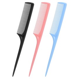 Rat Tail Comb Set-3Pcs Rat Tail Hair Teasing Fine Tooth Combs for Women Girls, Parting &Hair Styling Tools(Black Pink Blue)