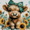 Cow Stamped Cross Stitch Kits for Adults Beginner, Sunflowers Counted