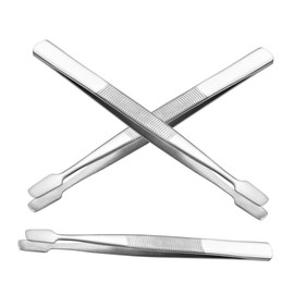 TEHAUX 3pcs Precision Stainless Steel Tweezers Flat Tweezers for Stamp Collecting Decal Application Document Handling Lightweight Portable Design for Easy Use