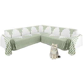 ALIECOM Boho Couch Covers for Sectional Sofa Reversible Chenille Corner Sofa Cover L Shaped Sectional Slipcovers with Tassel Washable U Shape Furniture Protector (Fashion Green, 91x251 Inch)