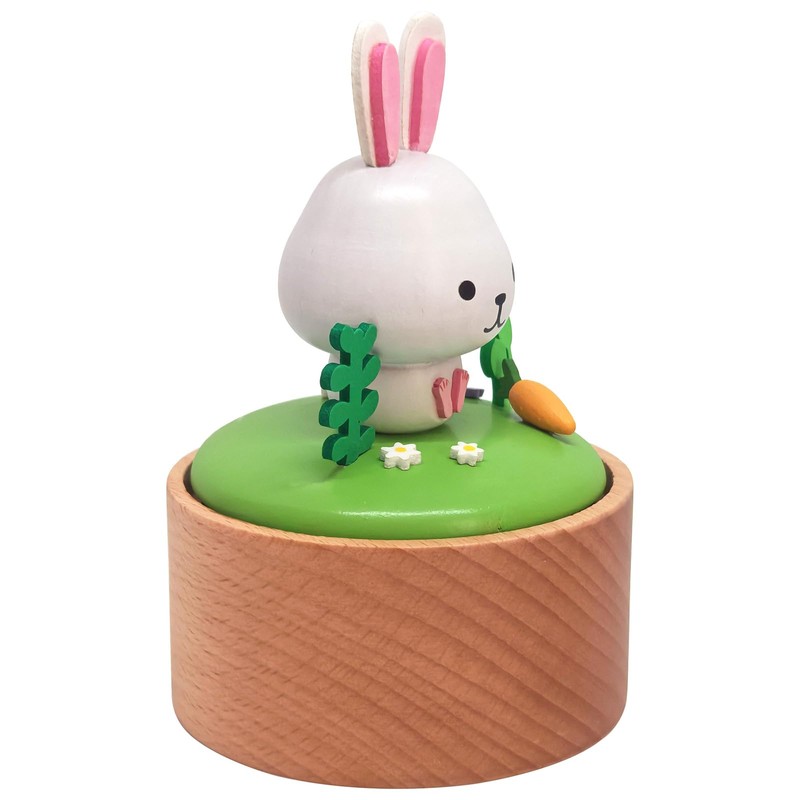 LILYXIN Christmas Decor Rabbit Music Box, Bunny Wooden Mechanical Musical