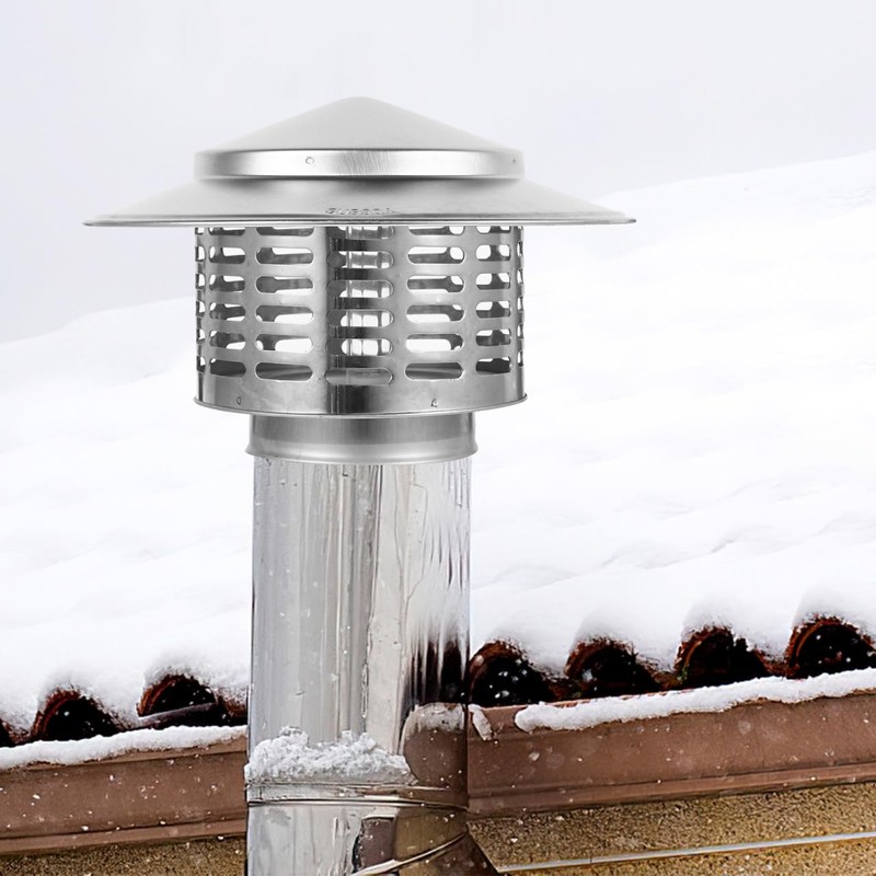 HOLIDYOYO Chimney Cap 7.56 Inch Rainproof Roof Vent Cover Flue
