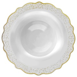 DecorLine Chic Confetti Collection White & Gold Soup Bowls - 5 oz. (Pack of 10) - Premium Quality - Perfect for Parties, Celebrations & Everyday Use