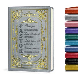 JOHSBYD Pastor Appreciation Gifts Hardcover Executive Notebooks for Men Women,Grey A5 Lined Leather Journal Notebook,200 Pages 100 Gsm Leather Notebook,Unique Pastor Gifts for Men Women (Grey)