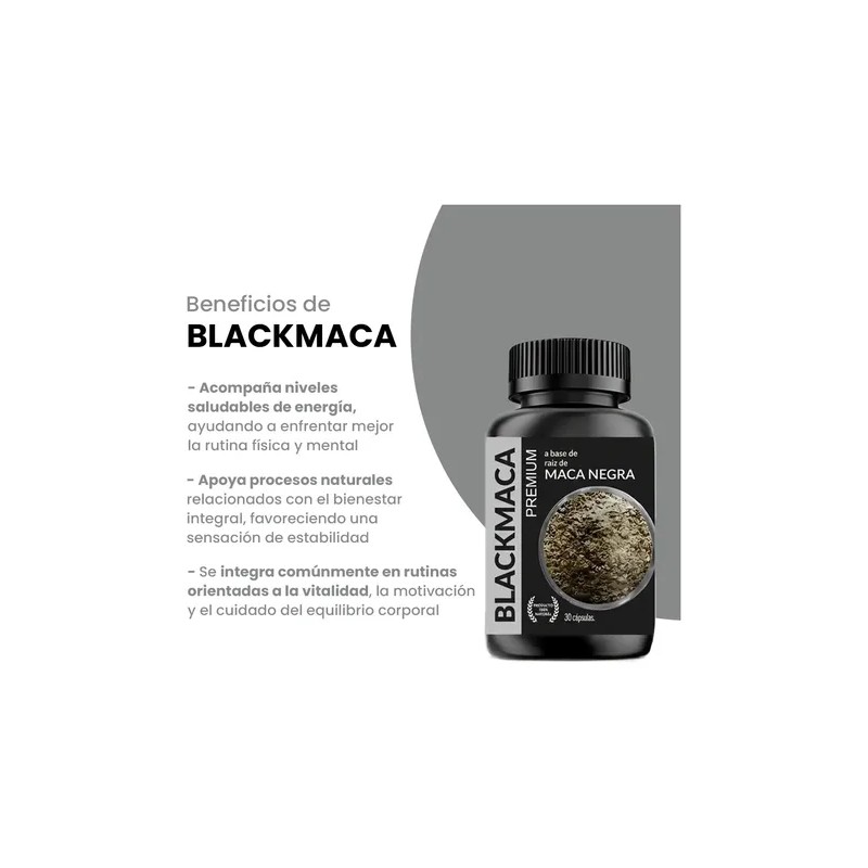 2 Pack Blackmaca Raíz Maca Negra 30 Caps Sabor Natural
