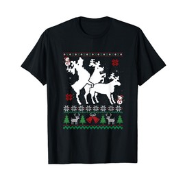 Ugly Christmas Sweater Reindeer Humping, Humor Costume T-Shirt