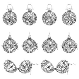 arricraft 10pcs Cage Pendants, Brass Locket Charms, Chime Ball Pendants, Locket for Necklaces Jewelry Making Supplies-Antique Silver
