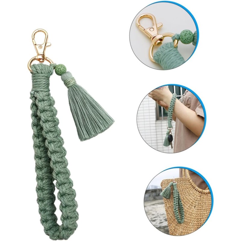 Llaveros De Macramé Para Mujer Pulsera De Muñeca Con Accesorio