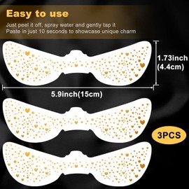 SmallCat 3 Sheets Glitter Freckles Face Tattoo Stickers, Gold Heart Glitter Makeup for Women, Waterproof Sparkle freckles, Faux Temporary Freckles for Face Body for Christmas Festivals Parties