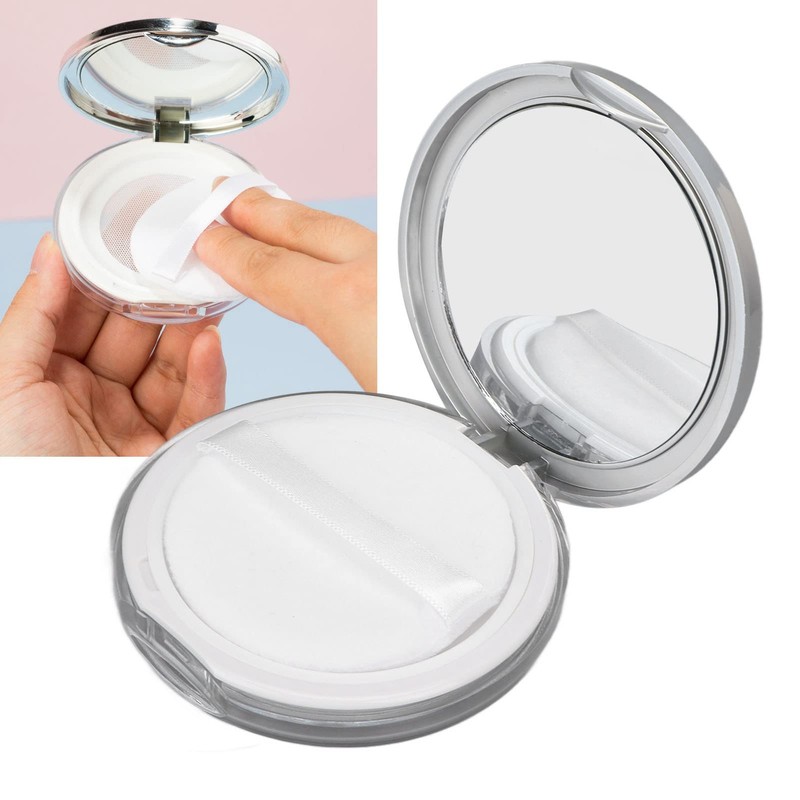 Shanrya Refillable Loose Powder Compact, HD Mirror Compact Powder Compact