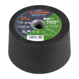 Truper C-1283-PI, Copa desbaste, 3-5/32", 14 mm, grano 80 para piedra