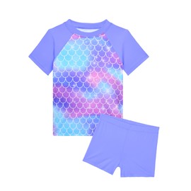 Snowheart Girls Rash Guard Swimsuit Swim Shorts Set Girl Tankini Bathing Suit 2 Piece Rashguard Kids 4t 5t Size 6 Purple Blue