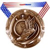 Decade Awards Track World Class Engraved Medal, Bronze - 3 Inch Wide Running Third Place Medallion with Stars and Stripes American Flag V Neck Ribbon - Customize Now