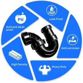 Lesso ABS Adjustable P Trap1 1/2 Inch for RV Drain Bathroom Kitchen Sink Drain Pipe Tubular Kit with White Threaded Adapter Ring